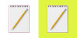 © Md - Blank spiral notepad with yellow pencil on background