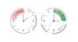© Maidul - Set of two conceptual clock time management icons with colorful time segments presented on a clean transparent background