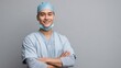© Di Studio - portrait of asian surgeon in uniform on light gray background