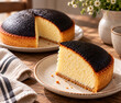© Kiozmedias.fr - Tourteau fromagé entier et en part dans une composition culinaire de terroir, mettant en valeur ce gâteau traditionnel du Poitou