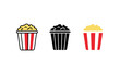 © Zartasha - Minimalist popcorn icons set featuring red yellow and black vector graphic style