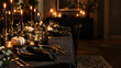 © MuhammadHaris - Elegant Table Setting with Pumpkins and Candles for a Festive Gathering