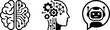 © PixelPrime 2.0 - Set of artificial intelligence icons featuring brain and robot head designs as a vector silhouette isolated on transparent background