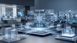 © AsrorCreate - Futuristic digital data processing hub with glowing holographic interface and network connections