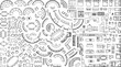 © Sujit - Collection of curved and circular furniture symbols for architectural floor plans, including seating, tables, and kitchen units