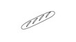 © Morgan - Long crusty French baguette with diagonal score cuts outline icon. Minimalist black line art illustration of traditional artisan bread loaf for bakery and culinary design projects.