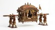 © Stylish - Ornate vintage indian palanquin carried by four figures on white background with sedan chair vintage transport indian history hand carried traditional carrier ornate decor historical travel