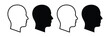 © mdbhraju76 - Human head profile icon set illustration. Outline and solid face silhouette symbols for identity, person, profile, avatar, user interface, and human recognition design.