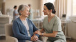 © Maksym - Nurse comforting senior patient in a bright, warm healthcare facility setting