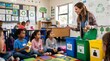 © YUAN DESIGN - Teacher Teaching Elementary Students About Recycling in Classroom