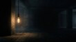© Dorodod - Cinematic horror banner with vintage industrial bulb in dark concrete room with large negative space