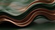 © VIKI - Elegant abstract 3D flowing fluid waves background in glossy forest green and metallic bronze