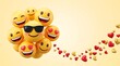 © MDMITHAN - Group of happy yellow emojis with sunglasses and hearts on a soft light yellow background