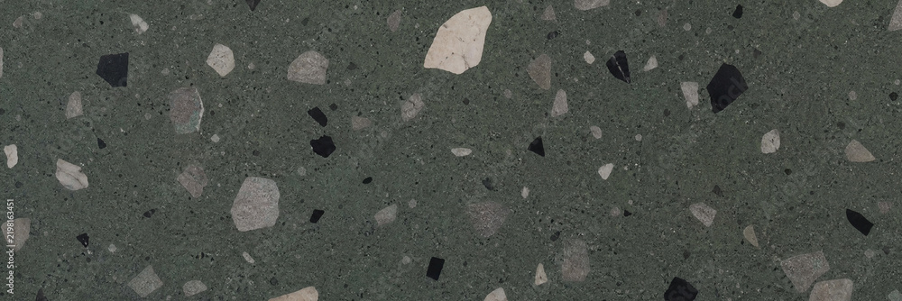 Terrazzo dark green stone texture, polished marble mosaic background ...