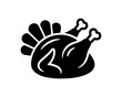 © Masum - Black silhouette of a roasted turkey for thanksgiving celebrations holiday design element on a white background