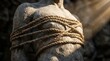 © Света Шелест - Textured stone statue of a human torso is wrapped tightly in thick hemp rope World Pneumo