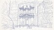 © Robson - A detailed ballpoint pen sketch of the Treasury (Al-Khazneh) at Petra, carved into a sandstone cliff face, with small figures of people and camels in the foreground, showcasing intricate
