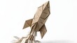 © luck - Artfully crafted origami rocket launching upwards, symbolizing the ambitious start of a new business venture, a brilliant idea taking flight, and the journey towards success