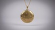 © Sayed - Vintage gold locket pendant necklace, antique engraved brass jewelry, ornate metallic memory charm macro studio photo