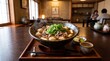 © 九条らんが - Steaming hot Yamagata imoni beef and taro root stew served in pottery bowl at traditional Japanese restaurant