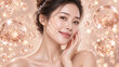 © tangmo.pa - Asian woman portrait showcasing skin lifting lines and glowing peptide bubbles