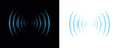 © zeeshan - Neon Blue Radio Waves Wireless Signal Frequency Transmission Radar Interface on Transparent Background