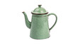 © Pendleton-png - Vintage classic green metallic steel tea kettle coffee pot isolated on transparent background.