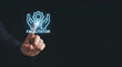 © Rio Ai - Business professional touching glowing facilitator icon representing corporate