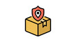 © basrihassans - Secure delivery package icon representing safe shipping and box tracking with shield and location pin