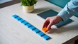 © Vector Art - Business planning concept with hand moving blocks into an organized sequence