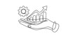 © Graphics Art - Continuous line drawing of a hand holding a growth chart and a gear cog icon