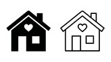 Black and white heart house icon pair