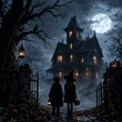 © Zubaer Al Mahmud - Children Trick or Treating in Spooky Halloween Night Illustration
