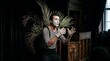© Leo - Entertainer performs mime act with expressive gestures and white face paint on stage