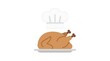 © RysqoAlfajrii - Steaming roasted turkey with chef hat above