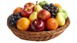 © Lyra - Assorted fresh apples pears oranges and dark grapes in a woven wicker basket