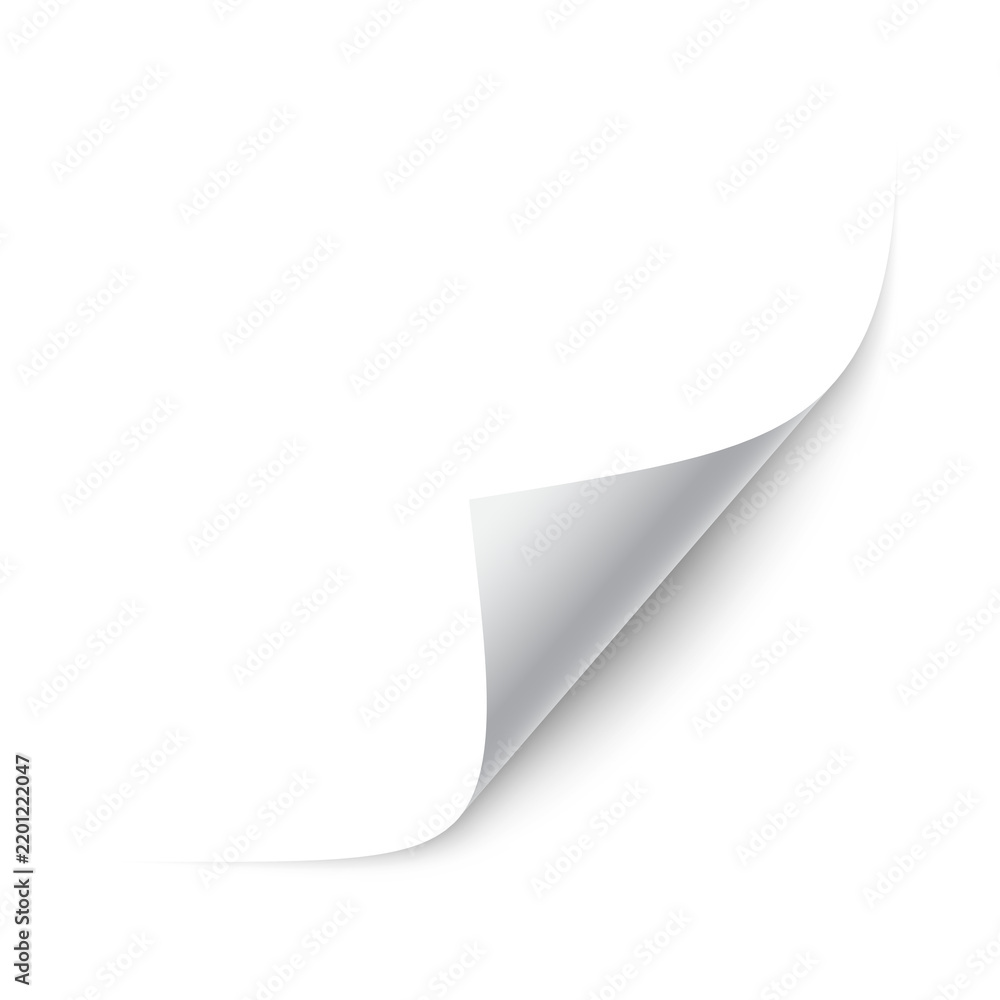 Curled paper corner with shadow on transparent background Stock Photo ...