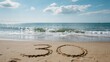 © Stock by Anika - Number thirty written in the wet sand of a sunny tropical beach. Perfect for celebrating a thirtieth birthday or anniversary vacation concept.