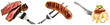 © Huan - Delicious grilled steak, sausage, and spaghetti on forks, capturing culinary moments on a transparent background.