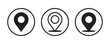 © Moni - Black and white map pin location icons in circles for navigation and web interface elements.