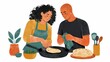 © Mark - Couple cooks together in kitchen preparing flatbread and enjoying shared moments