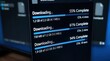 © Nats - Real time data download progress bars on a digital computer screen interface.