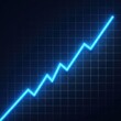 © Sayfar - A glowing blue line graph showing consistent growth ascends sharply across a grid background, symbolizing successful financial trends and rising profits, rising, success, corporate