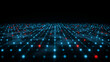 © Sajib Halder - Glowing grid platform featuring red and blue nodes for interactive network visualization.
