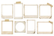 © Syed  Haseeb Jan - A set of old real polaroid frames with worn corners and edges in various formats, with and without adhesive tape, on an isolated transparent background. PNG