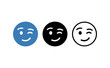 © Ruqia Batool - Minimalist winking smiley faces vector illustration in blue black and white colors