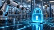 © AH Project - Automated robotic arm assembling digital padlock on circuit board for industrial cybersecurity