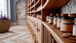 © Pinklife - This elegant kitchen feature presents a carefully arranged collection of jars filled with spices, embodying a blend of beauty and functionality for culinary enthusiasts.