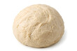 © farhan - Raw bread dough shaped into a smooth round ball with visible gluten strands resting on a clean white background captured in bright studio lighting for professional culinary food photography projects