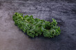 © Andrei Starostin - Fresh green kale leaf on dark textured surface, shallow depth of field, natural lighting, copy space around